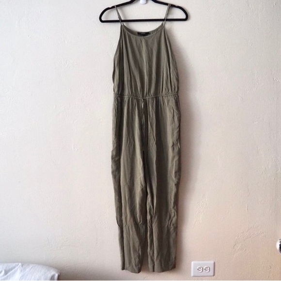 Forever 21 Light Olive green Spaghetti Strap Drawstring Jumpsuit - Picture 3 of 6